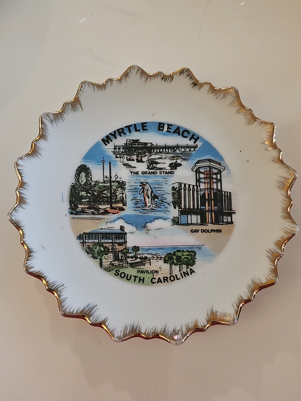 Vintage Myrtle Beach, South Carolina Travel Souvenir Plate